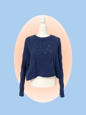 la hearts navy blue cropped sweater